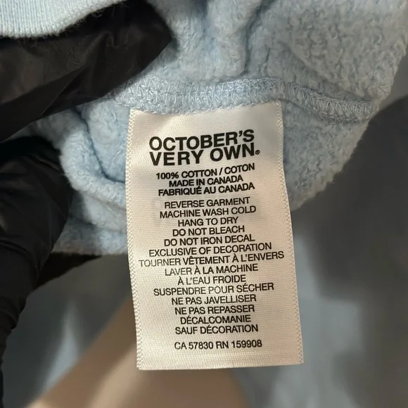 October’s Very Own OVO Chenille Bubble Owl Hooded Sweatshirt Men’s Medium Blue